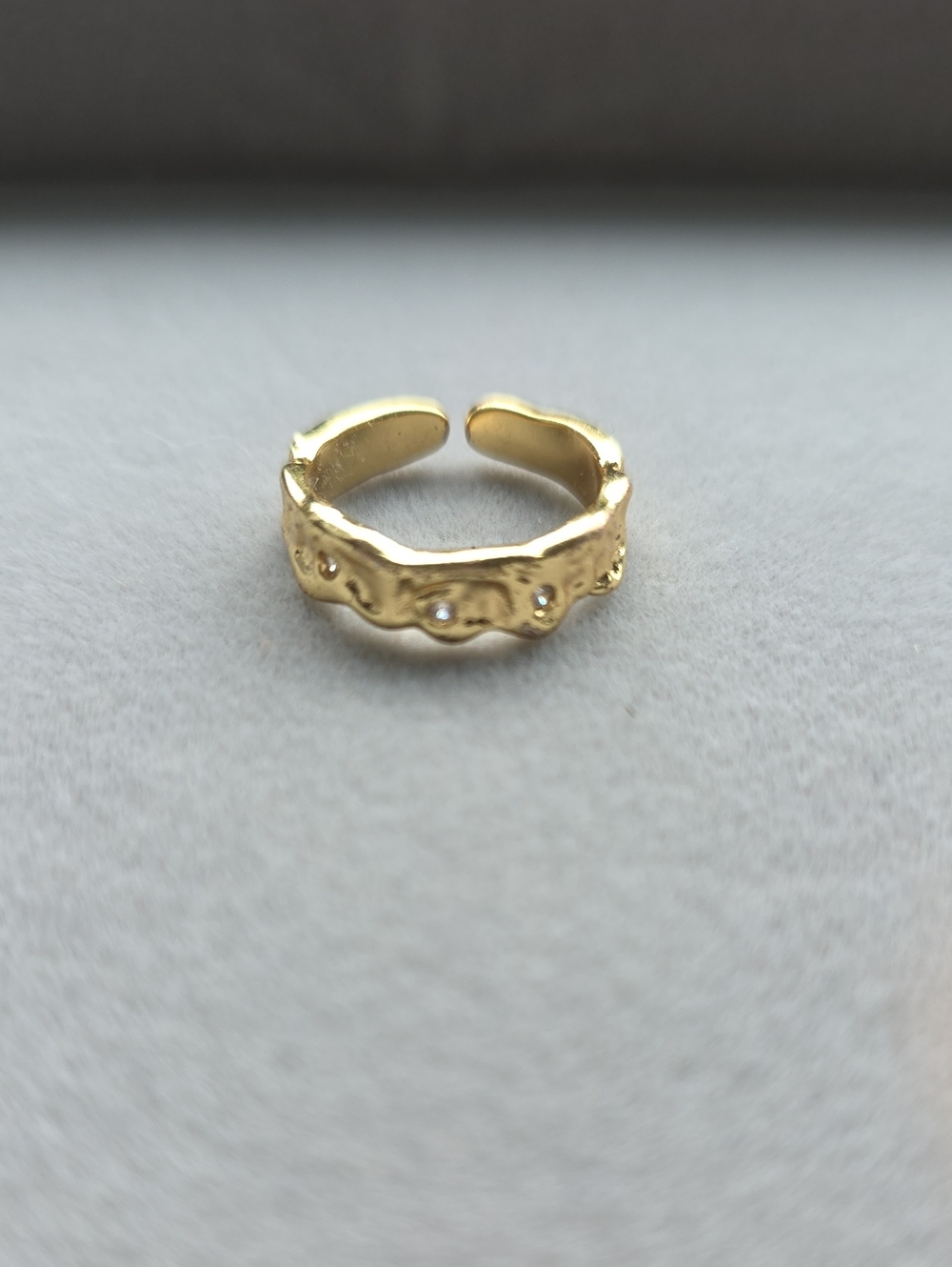 Gold Open Band Ring with Crystal Accents - Women Jewelry